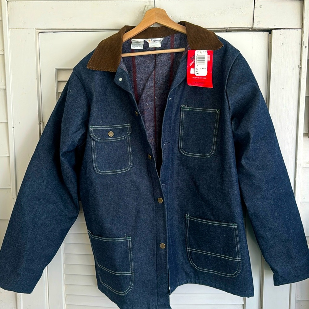 NWT NOS Vintage Key Imperial Denim Chore Coat Blanket Lined SIZE44 Tall USA Made